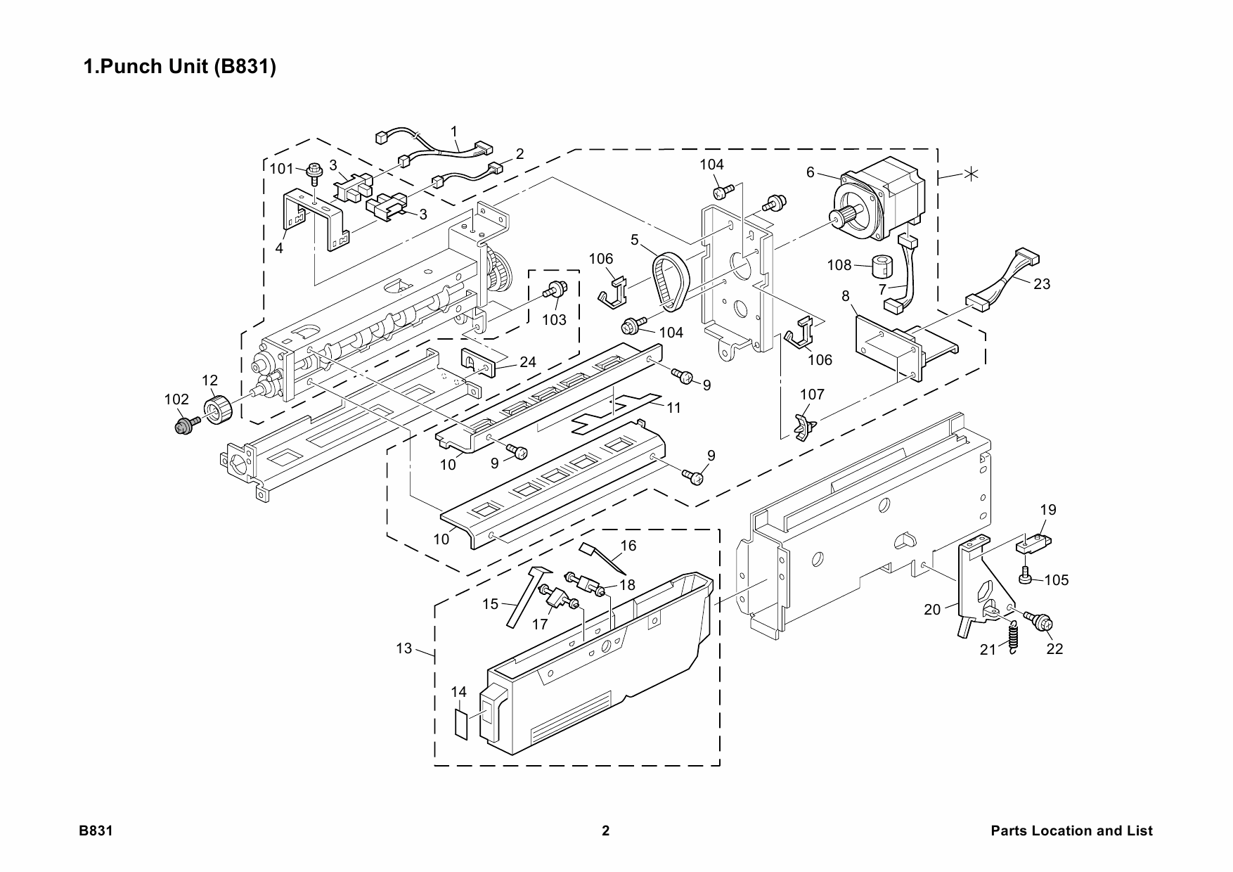 RICOH Options B831 PUNCH-UNIT-PU5000 Parts Catalog PDF download-2